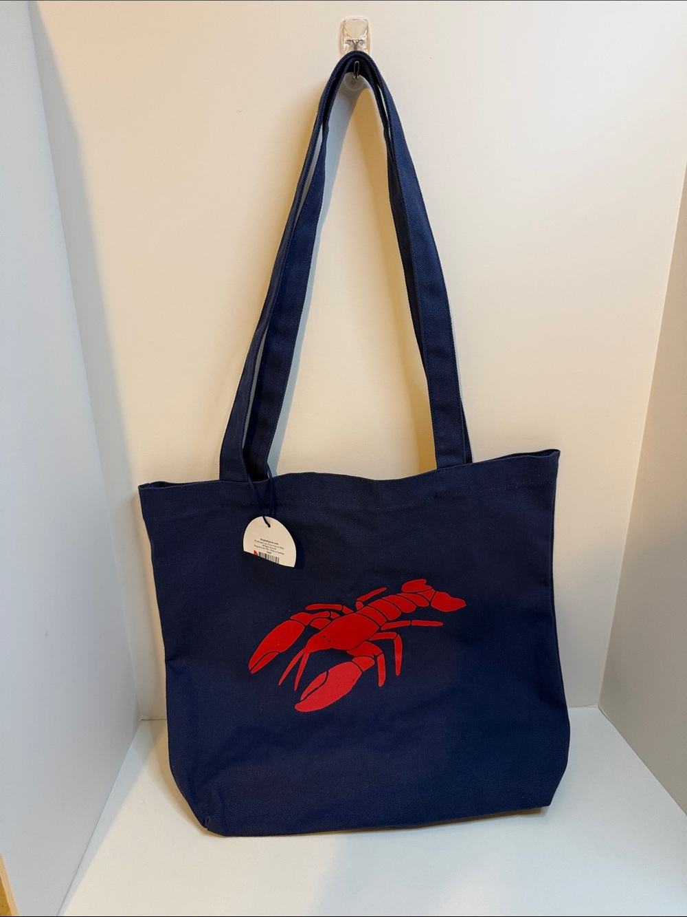NWT Navy Canvas Lobster Tote Bag New England Coastal Summer Beach Carryall 13x16 - Picture 5 of 5
